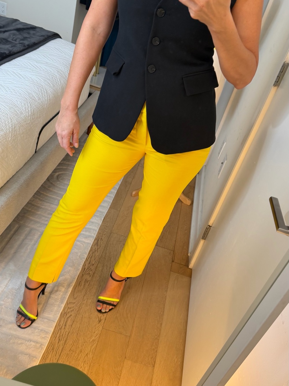 Zara Bright Yellow Straight-Leg Pants
